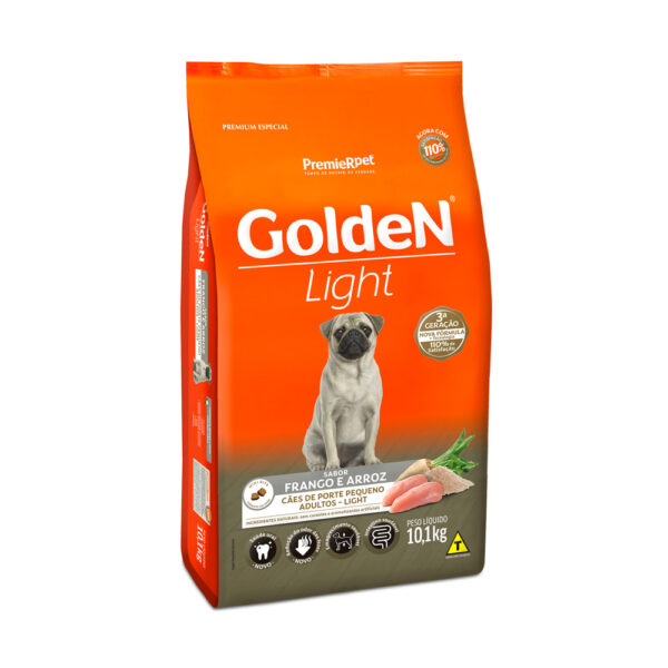 Ração Golden Fórmula Light Mini Bits para Cães Adultos de Porte Pequeno Sabor Frango e Arroz 10,1kg