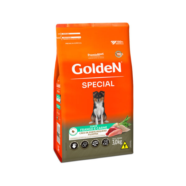 Ração Golden Special para Cães Filhotes de Porte Pequeno Sabor Frango e Carne 3kg