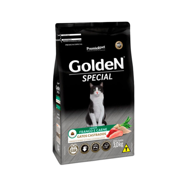 Ração Golden Special para Gatos Castrados Sabor Frango e Carne 3kg
