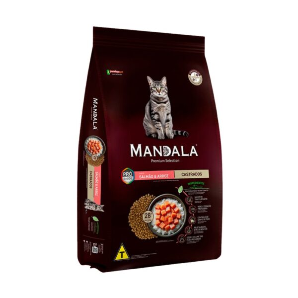 Ração Mandala para Gatos Castrados Sabor Salmão e Arroz 10,1kg