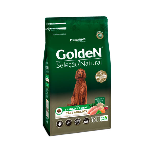 Ração Golden Seleção Natural para Cães Adultos Sabor Frango e Arroz 3kg