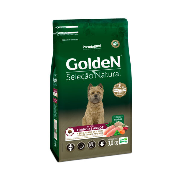 Ração Golden Seleção Natural para Cães Sênior de Porte Pequeno Sabor Frango e Arroz 3kg
