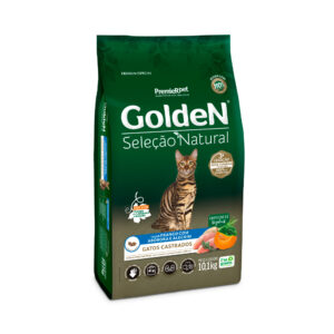 Ração Golden Seleção Natural para Gatos Adultos Castrados Sabor Frango com Abóbora e Alecrim 10,1kg