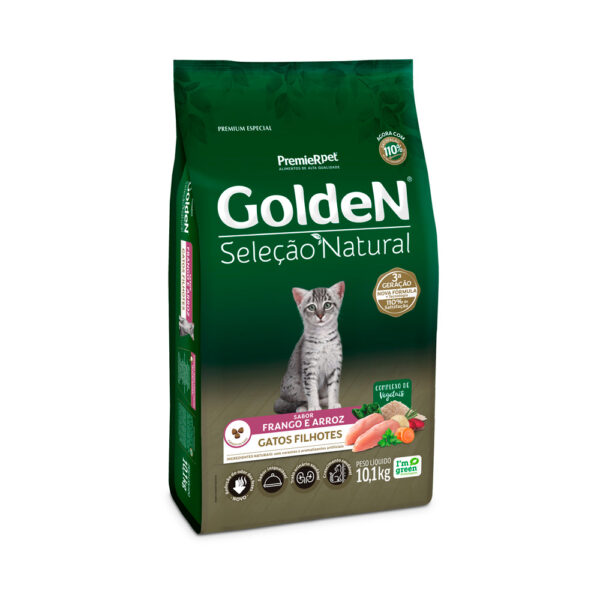 Ração Golden Seleção Natural para Gatos Filhotes Sabor Frango e Arroz 10,1kg