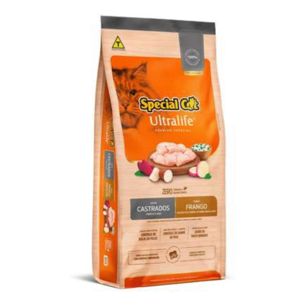 Ração Special Cat Ultralife para Gatos Castrados Sabor Frango e Arroz 10,1kg