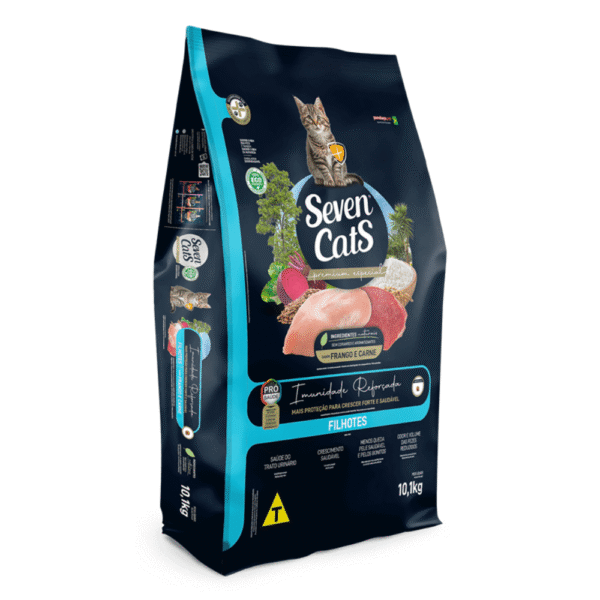 Seven Cats para Gatos Filhotes Sabor Frango e Carne 10,1kg