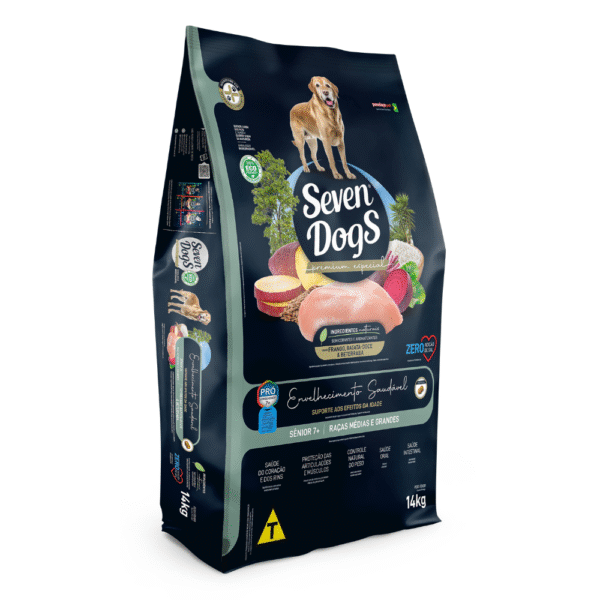 Seven Dogs para Cães Sênior de Porte Médio e Grande Sabor Frango, Batata-Doce e Beterraba 14kg