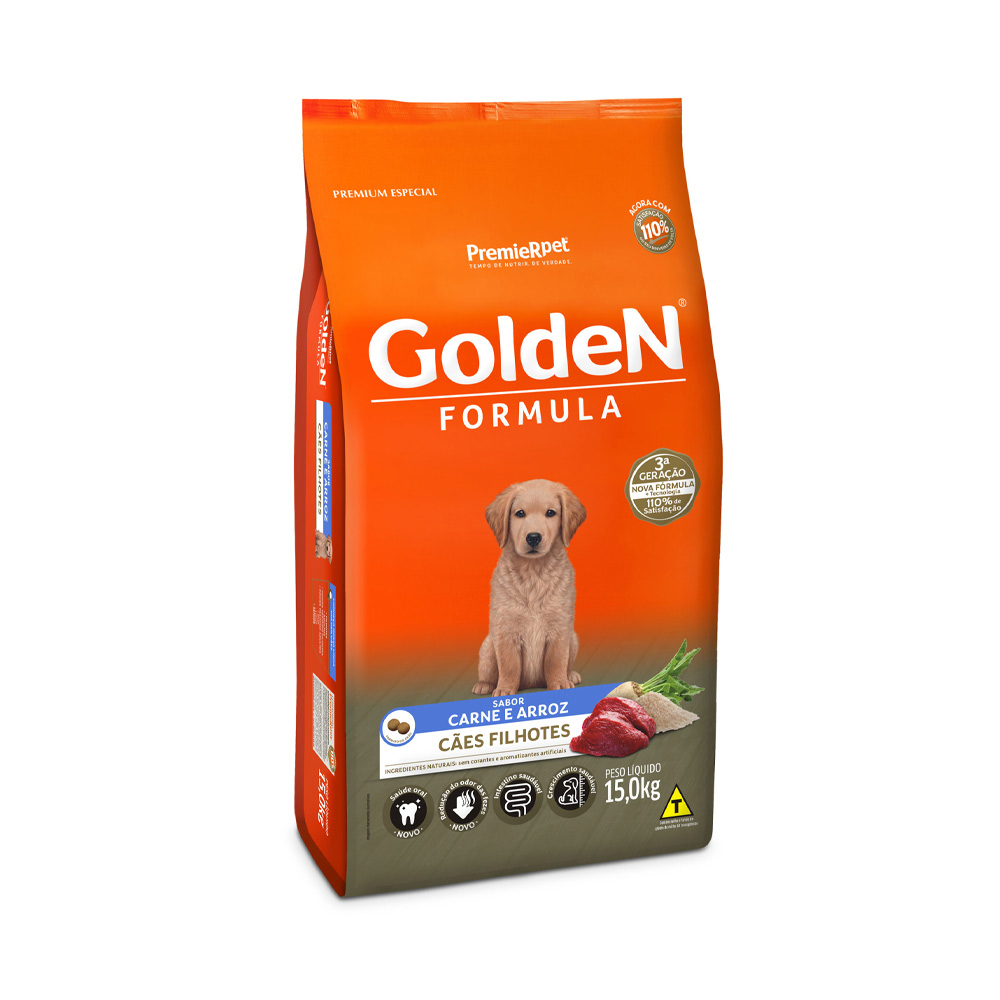 Ração Golden Fórmula para Cães Filhote Sabor Carne e Arroz 15kg