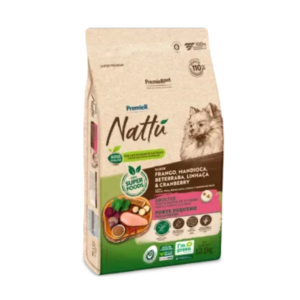 Ração Premier Nattu para Cães Adultos de Raças Pequenas Sabor Mandioca 10,1 kg
