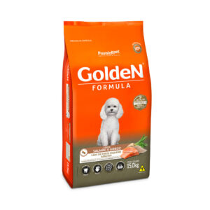 Ração Golden Fórmula Mini Bits para Cães Adultos de Porte Pequeno Sabor Salmão e Arroz 15kg