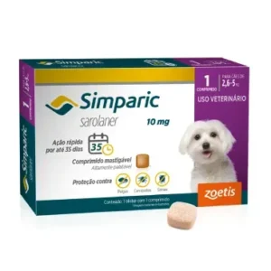 Antipulgas Simparic Zoetis 10 mg para Cães com 2,6 kg a 5 kg - Não acompanha caixa