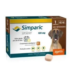 Antipulgas Simparic Zoetis 120 mg para Cães com 40,1 kg a 60 kg - Não acompanha caixa