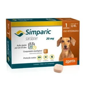 Antipulgas Simparic Zoetis 20 mg para Cães com 5,1 kg a 10 kg - Não acompanha caixa