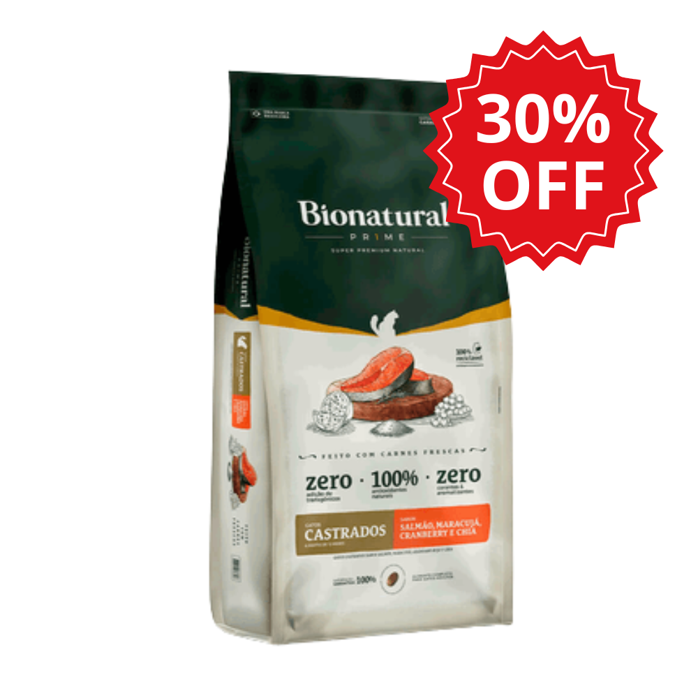 Ração Bionatural para Gatos Castrados Sabor Salmão 20kg