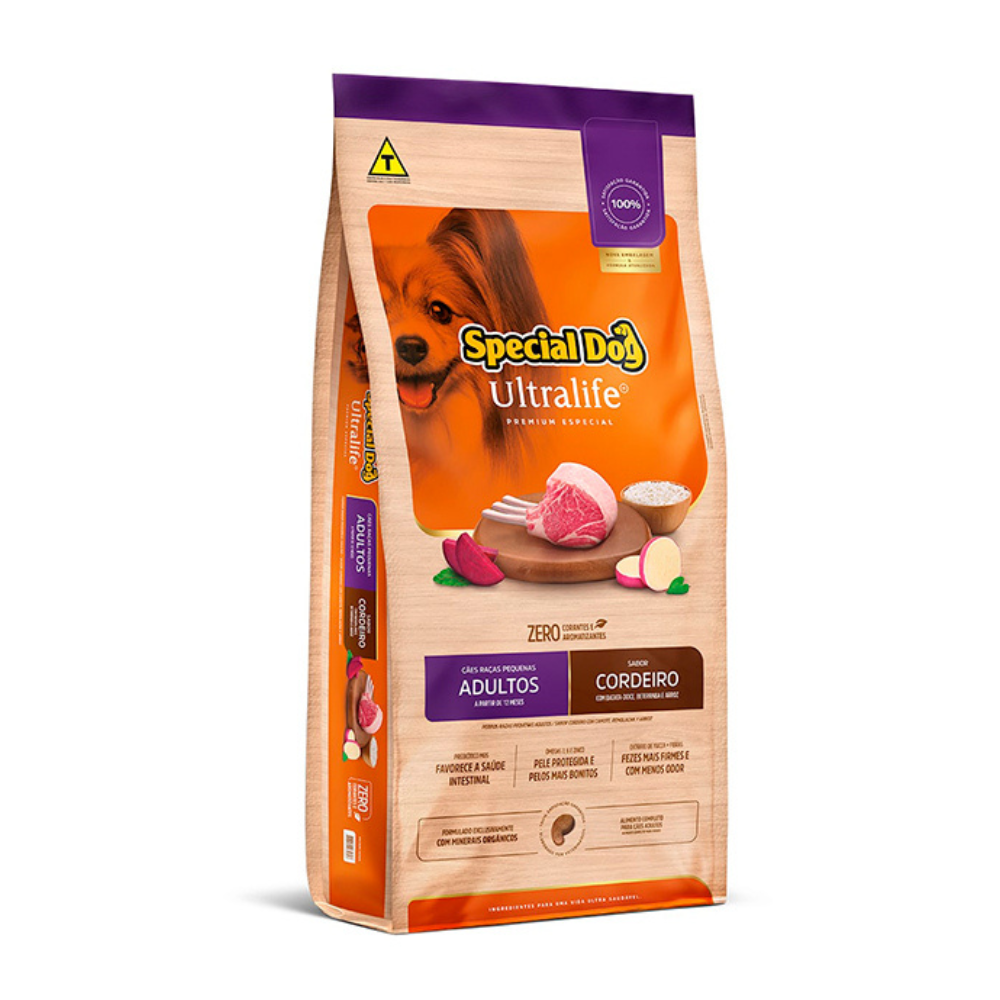 Ração Special Dog Ultralife para Cães Adultos de Raças Pequenas Sabor Cordeiro e Arroz com Batata-Doce 20kg