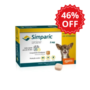 Antipulgas Simparic Zoetis 5 mg para Cães com 1,3 kg a 2,5 kg - Não acompanha caixa