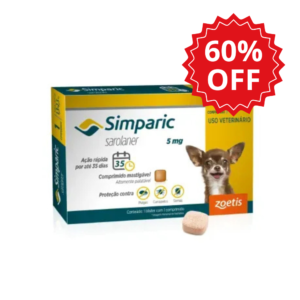 Antipulgas Simparic Zoetis 5 mg para Cães com 1,3 kg a 2,5 kg - Não acompanha caixa