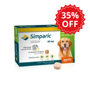 Antipulgas Simparic Zoetis 80 mg para Cães com 20,1 kg a 40 kg - Não acompanha caixa